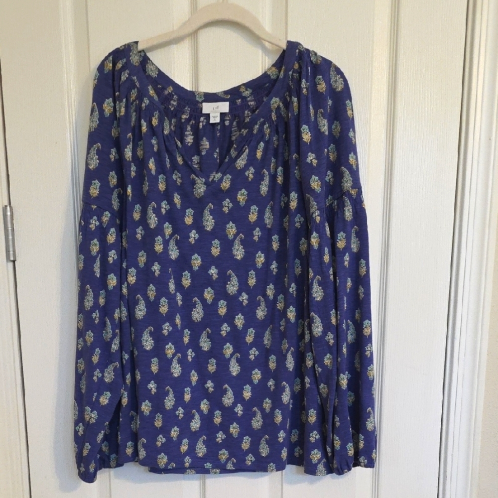 JJill Blue/Purple Floral Top